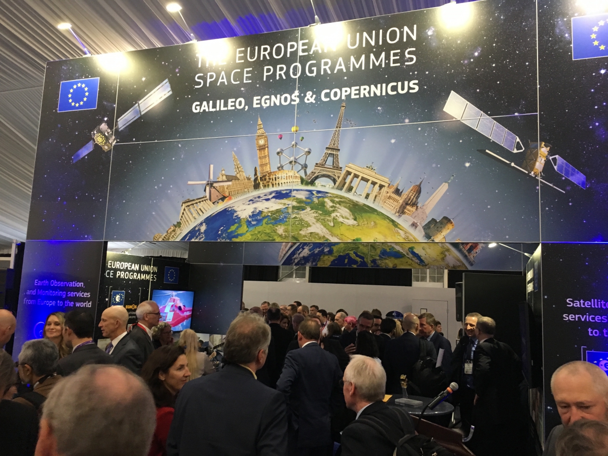 An open house ‘meet-and-greet’ reception at the EU Space Programmes exhibition stand reinforced the message that Galileo, EGNOS and Copernicus are operational and open for business.  